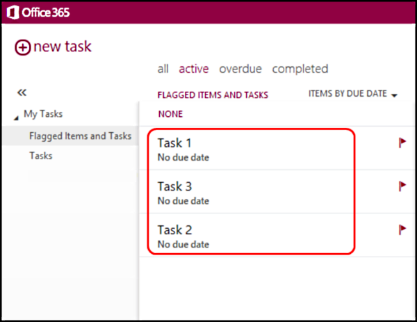 tasks view within Outlook on the web