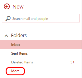 Screenshot of expanded folder tree in Outlook on the web