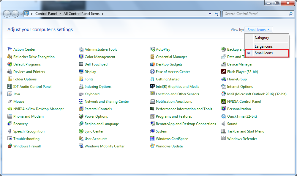 Set To Small Icons Set To Small Icons