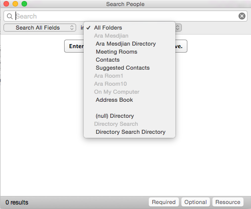 address book search screen