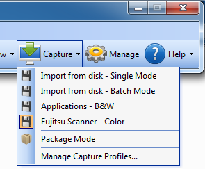Capture button menu options