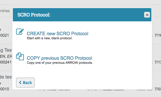 Select Create Copy a SCRO Protocol