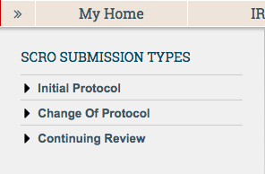 Submission Types allows you to search by type of application.