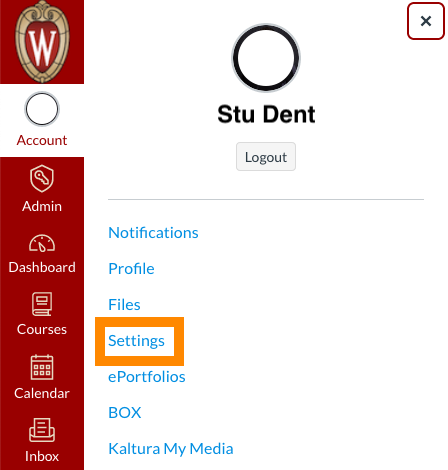 Select "settings"