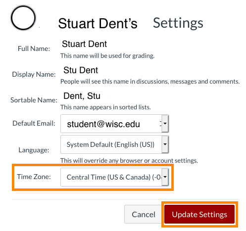 Select "update settings"