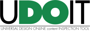 UDOIT logo: "DO" stylized in green bold text, with the subtitle "Universal Design Online content Inspection Tool"
