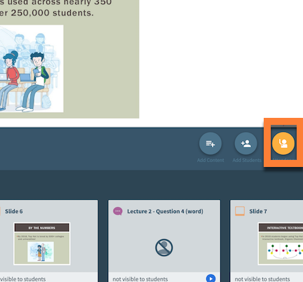 Screenshot of presentation menu with yellow attendance button highlighted
