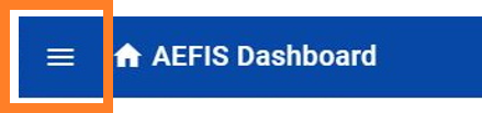 Image of AEFIS main menu button. It is marked with three horizontal lines.