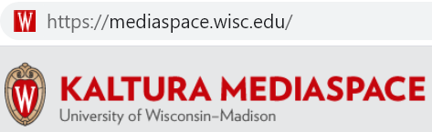 A screenshot of the "Kaltura MediaSpace" logo from UW-Madison's MediaSpace instance at https://mediaspace.wisc.edu/