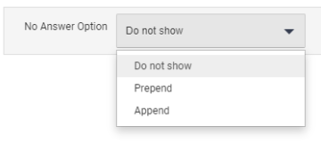 The "no answer" dropdown menu has three options: "do not show", "prepend", and "append".