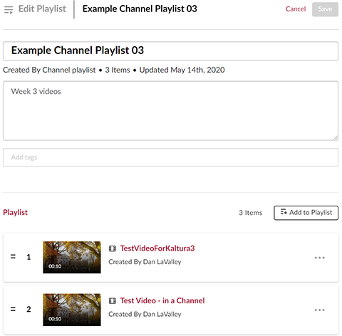 A screenshot showing the "Edit Playlist" window.