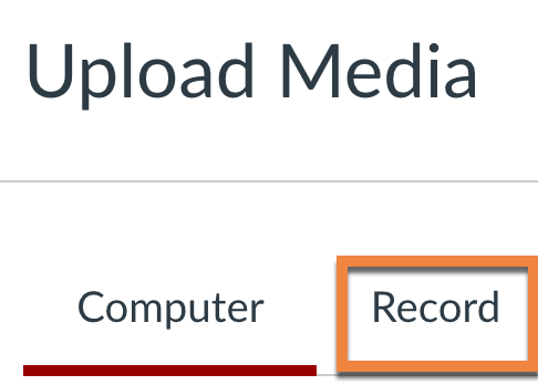 "record" Is selected on "upload media" menu