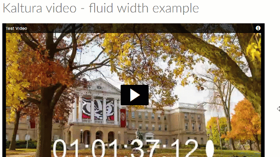 An animated GIF first showing a video embedded using the fluid width HTML from above and then a video embedded via the regular method.