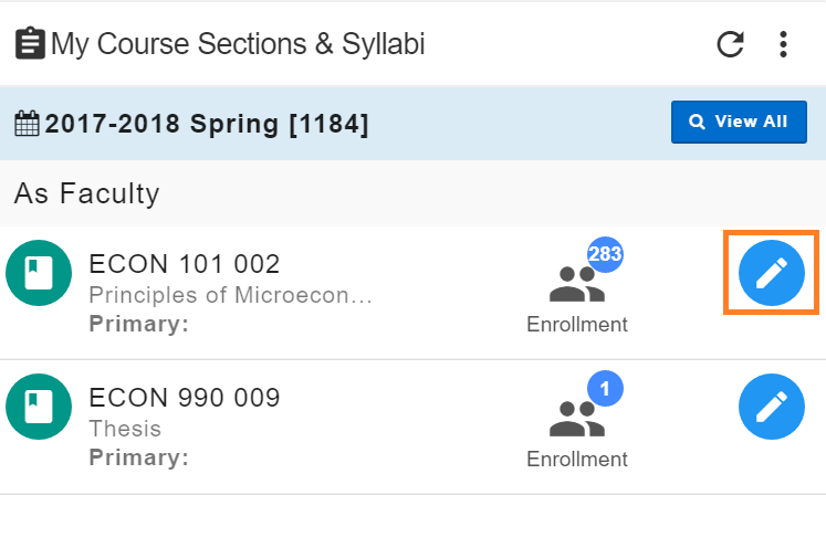 Select the blue pencil icon to the right of the course section name