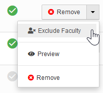 Select Exclude Faculty from drop-down