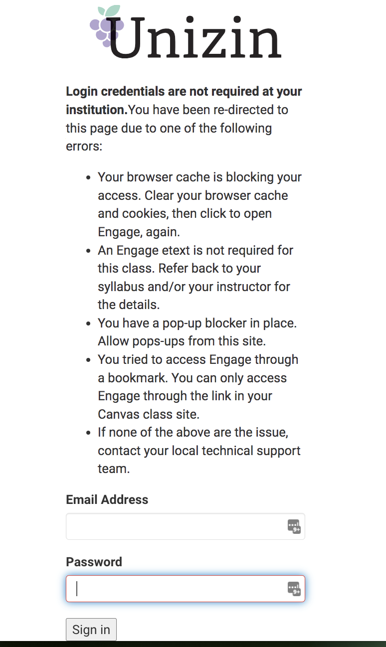 Error Message Shown in Engage with Troubleshooting Options