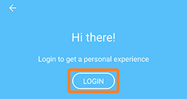 A screenshot showing KMS Go with the LOGIN button outlined in orange to help draw attention to it.