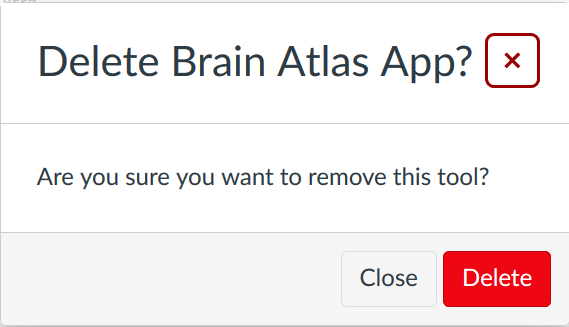 Confirm you want to delete Brain Atlas