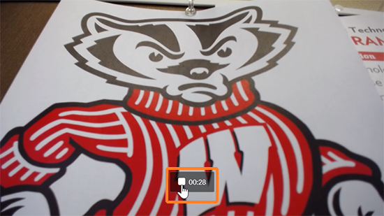 A screenshot showing the "Record Media" screen with an orange box drawn around the white box "stop recording" button to help point it out.