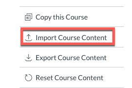 Select Import Course Contents