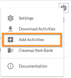 Add content button highlighted in the Atomic Assessments drop down menu