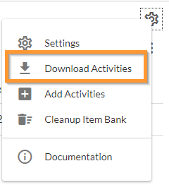 Download content button highlighted in the Atomic Assessments drop down menu