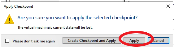 Apply Checkpoint Button Apply Checkpoint Button