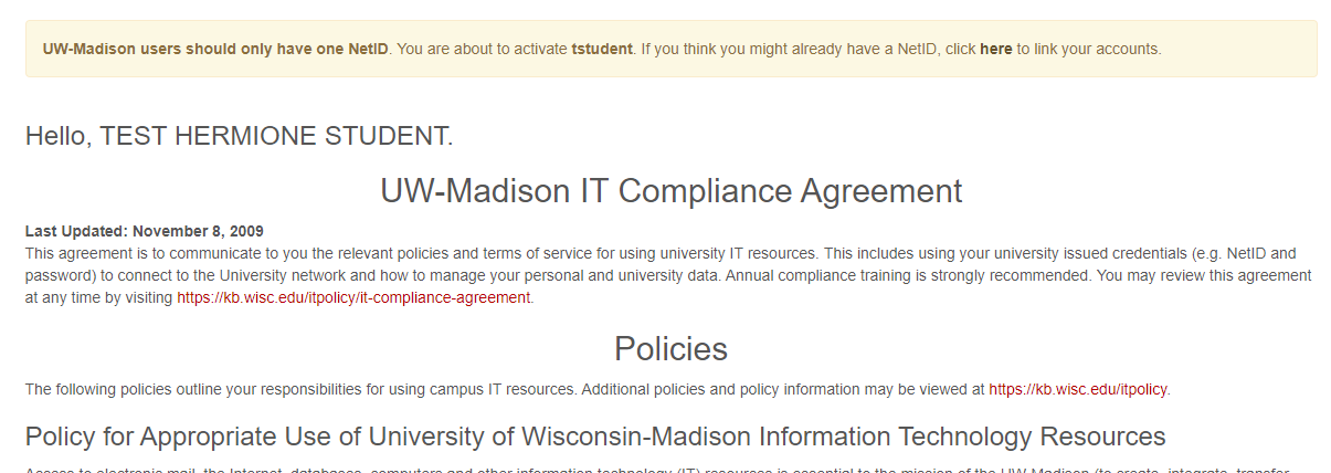 UW Madison IT Compliance Agreement