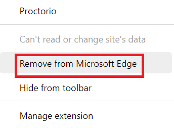 Click remove from Microsoft Edge