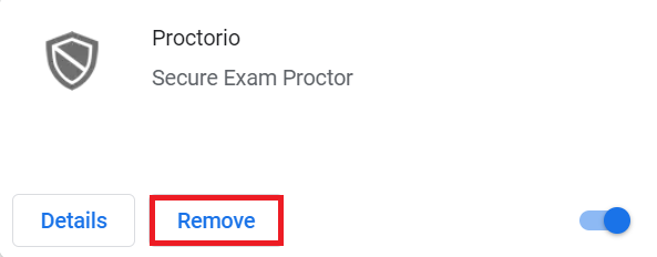 Find Proctorio and click on Remove