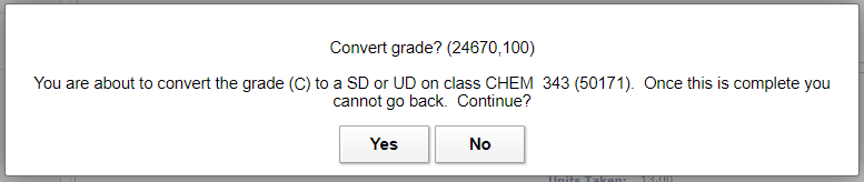 Convert grade confirmation