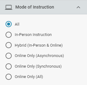 Mode of instruction filters