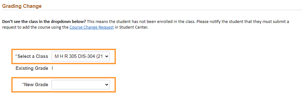 Select class and enter grade