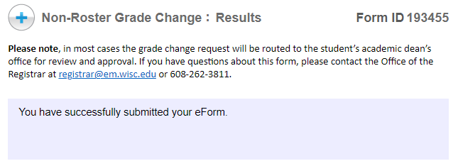 Successfully submitted eForm