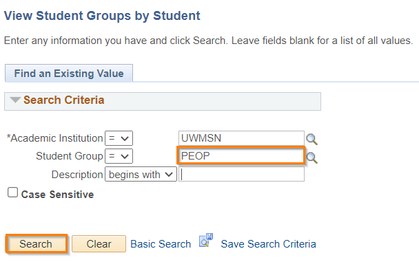 View Student Groups by Student Find Page