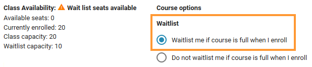Section window and waitlist Section window and waitlist