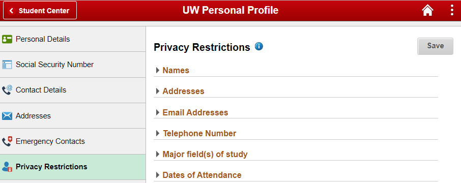Privacy restrictions page
