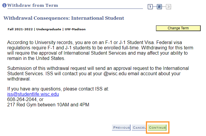 Withdrawal consequences: international student