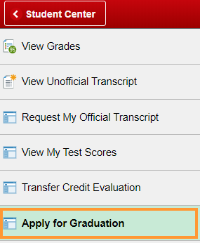 Apply for graduation tab