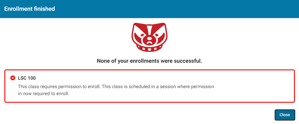 None of your enrollments were successful
