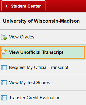 Academic records menu Academic records menu