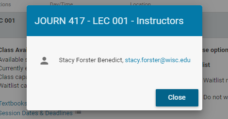 Find instructor conact information Find instructor conact information