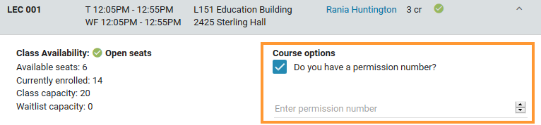 Enter permission number Enter permission number