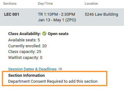 Department permission for section Department permission for section