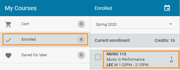 Select enrolled course Select enrolled course