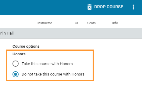 Change honors status Change honors status
