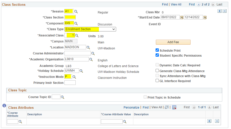 Required fields are highlighted on basic data tab