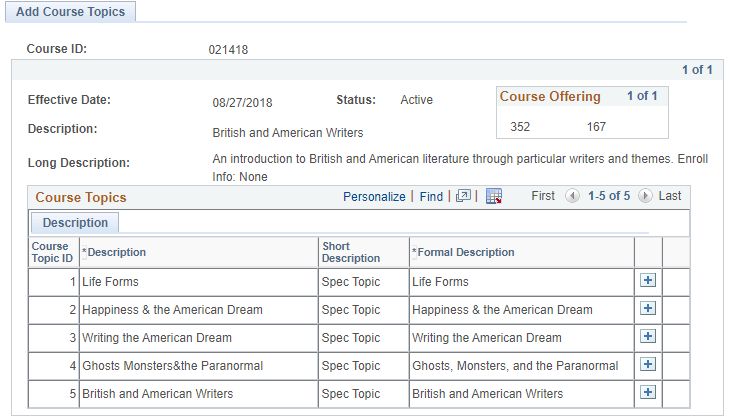 Add course topics page