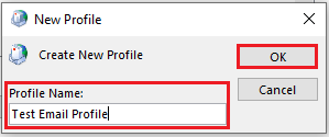 Create a descriptive name for the new mail profile.