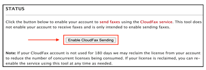 CloudFax Status Enable